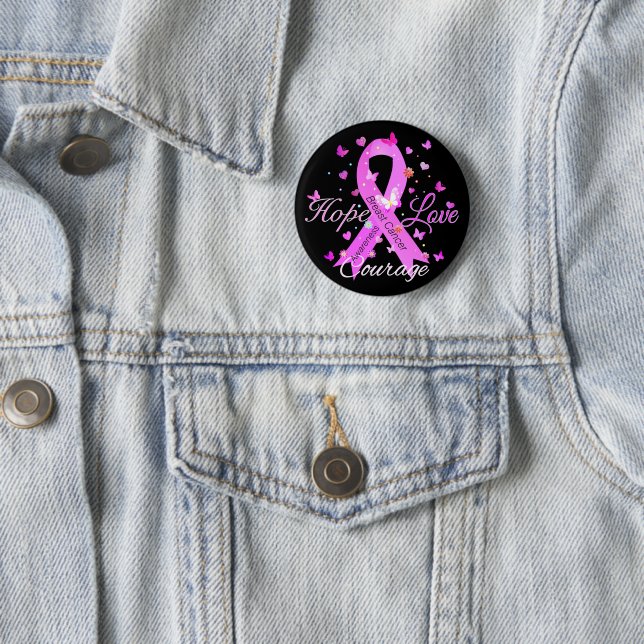 Breast Cancer Hope Love Courage Button (In Situ)
