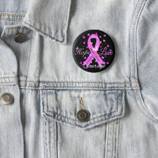 Breast Cancer Hope Love Courage Button