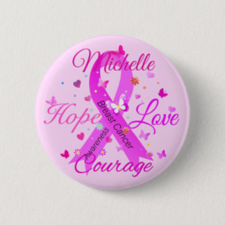 Breast Cancer Hope Love Courage Button