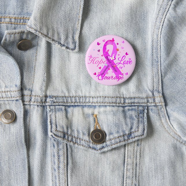 Breast Cancer Hope Love Courage Button (In Situ)