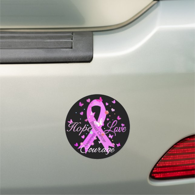 Breast Cancer Hope Love Courage Car Magnet (In Situ)