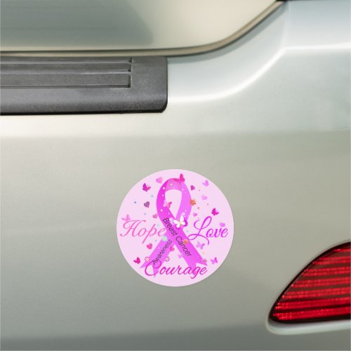 Breast Cancer Hope Love Courage Car Magnet