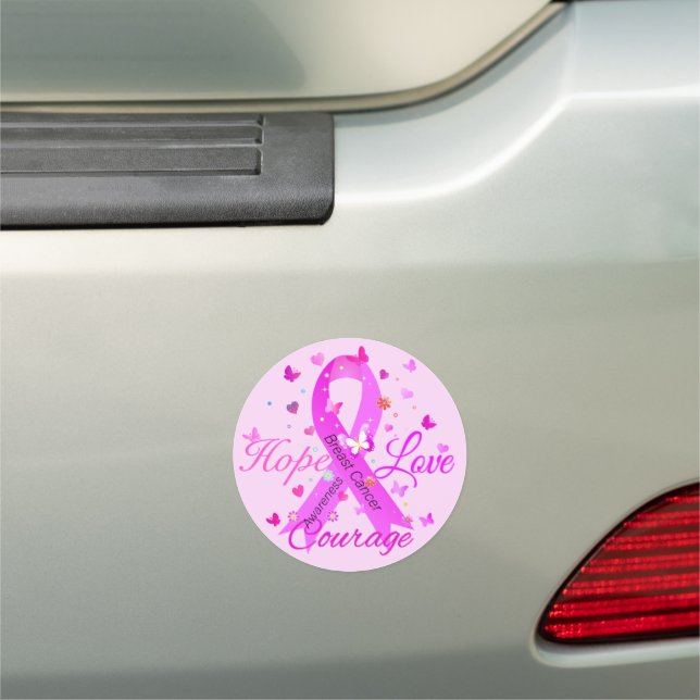 Breast Cancer Hope Love Courage Car Magnet (In Situ)