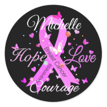 Breast Cancer Hope Love Courage Classic Round Stic Classic Round Sticker