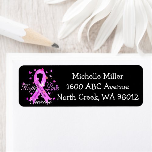 Breast Cancer Hope Love Courage Label