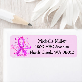 Breast Cancer Hope Love Courage Label