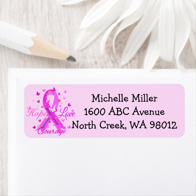 Breast Cancer Hope Love Courage Label (Insitu)