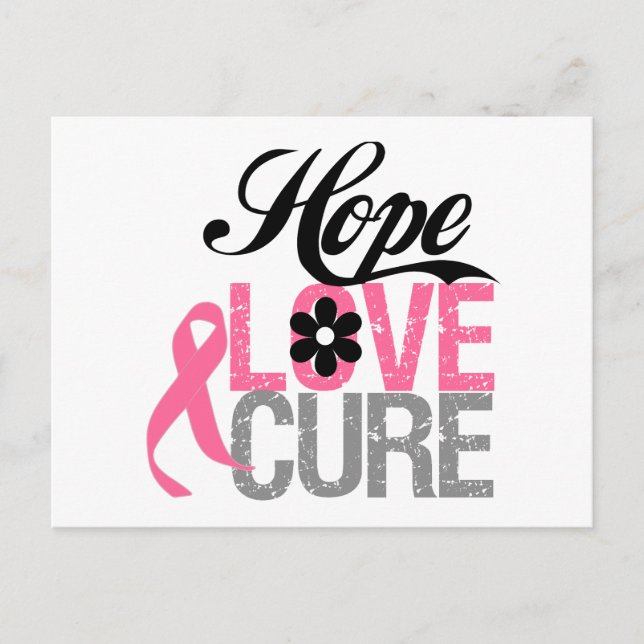 Breast Cancer HOPE LOVE CURE Gifts Postcard (Front)