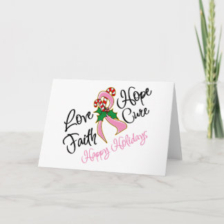 Breast Cancer Hope Love Cure Happy Holidays Holiday Card