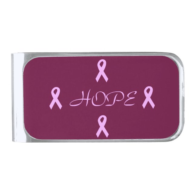 Breast Cancer Hope Silver Finish Money Clip (Front)
