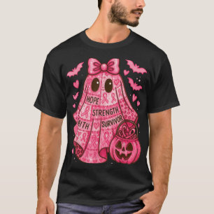 Breast Cancer Hope Strength Faith Survivor Ghost W T-Shirt