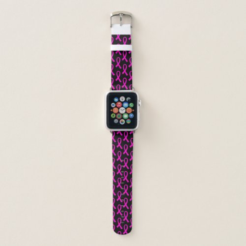 Breast Cancer Hot Pink Ribbon Pattern Apple Watch Band