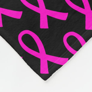 Breast Cancer Hot Pink Ribbon Pattern Fleece Blanket