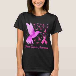 Breast Cancer Hummingbird Pink Sunflower Breast Ca T-Shirt