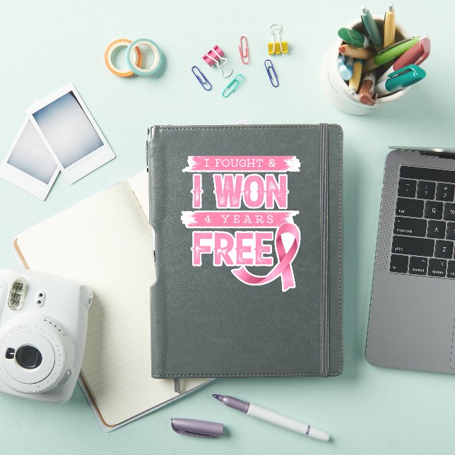 Breast Cancer I Fought and I Won 4 Years Free Canc Sticker (iPad Cover)