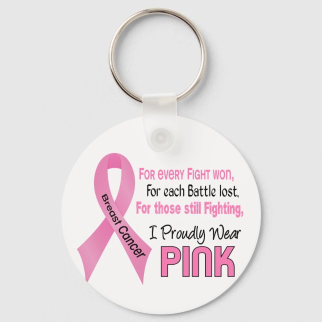 Breast Cancer I Proudly Wear Pink 1 Keychain (Front)