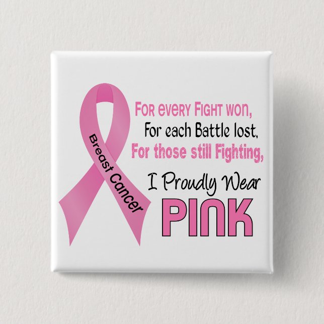 Breast Cancer I Proudly Wear Pink 1 Pinback Button (Front)