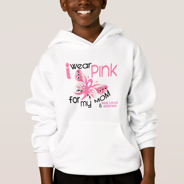 Breast Cancer I WEAR PINK FOR MY MOM 45 Hoodie (Front)
