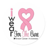 Breast Cancer I Wear Pink Ribbon For The Cure Classic Round Sticker