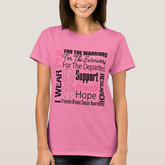 Breast Cancer I Wear Pink Ribbon TRIBUTE T-Shirt (Front)