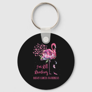 Breast Cancer I'm Still Standing Flamingo Ribbon Keychain