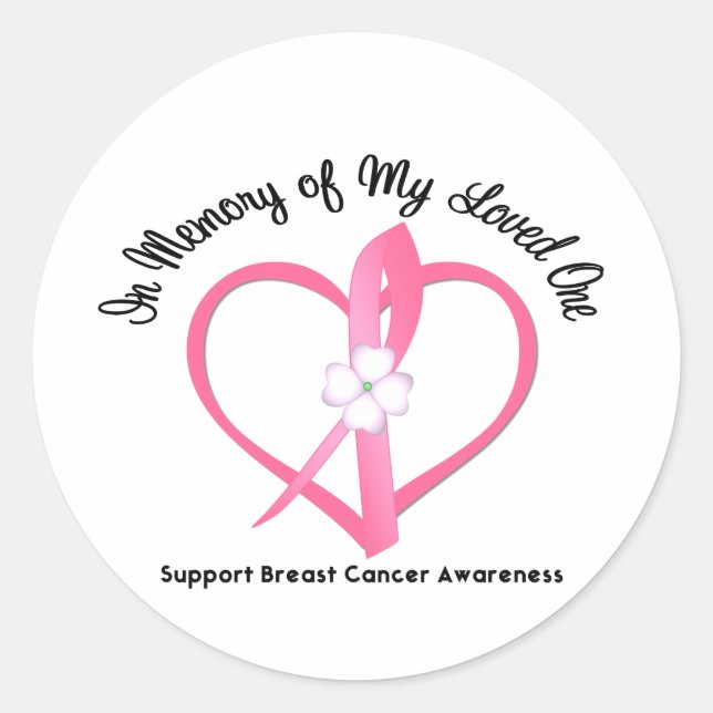 Breast Cancer In Memory of My Loved One Classic Round Sticker (Front)