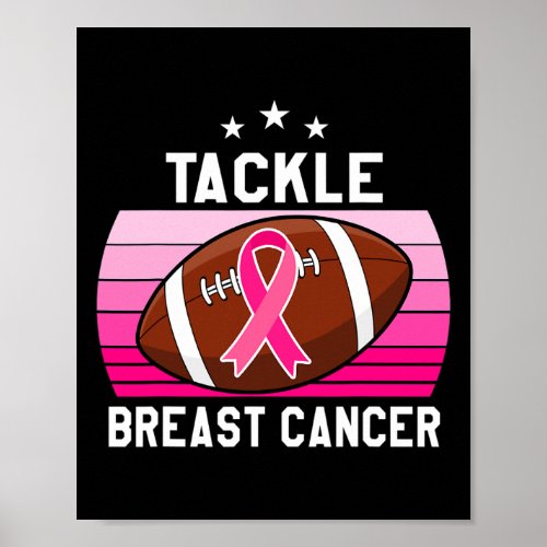 Breast Cancer Men Women Tee Vintage Football Lover Poster