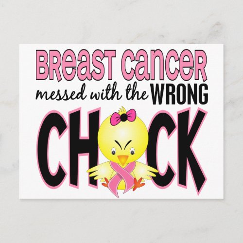 Breast Cancer Messed With The Wrong Chick Postcard