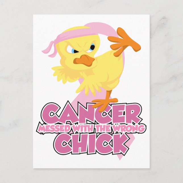 Breast Cancer Messed With The Wrong Chick Postcard (Front)