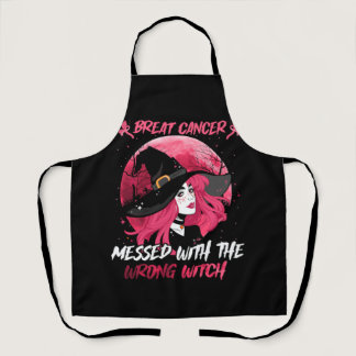 Breast Cancer Messed With The Wrong Pink Witch Hat Apron