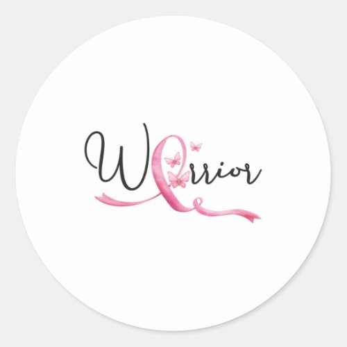 Breast Cancer Month Butterflies Pink Ribbon Women Classic Round Sticker