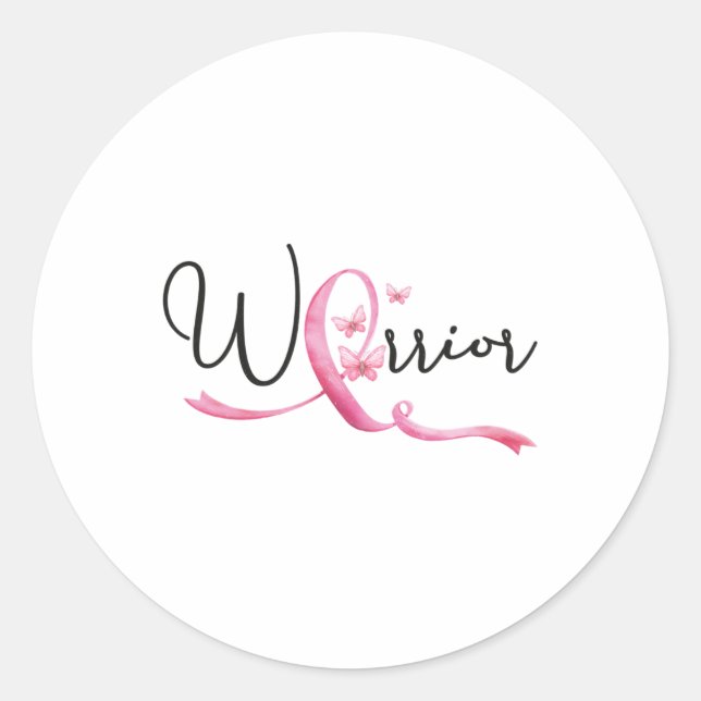 Breast Cancer Month Butterflies Pink Ribbon Women' Classic Round Sticker (Front)