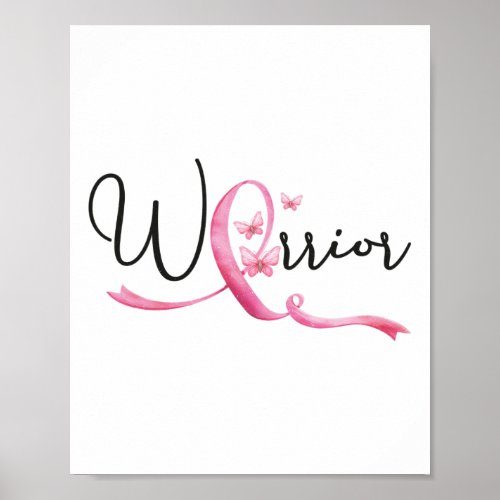 Breast Cancer Month Butterflies Pink Ribbon Women Poster