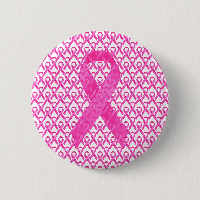 Breast Cancer Month Pink Ribbon Pinback Button (Front)