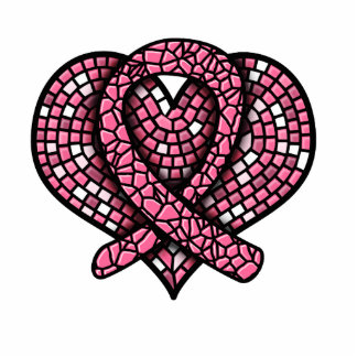 Breast Cancer Mosaic Heart Ribbon Statuette