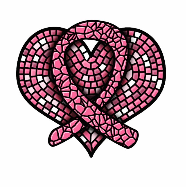 Breast Cancer Mosaic Heart Ribbon Statuette (Front)