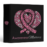 Breast Cancer Mosaic Ribbon Awareness Matters 3 Ring Binder