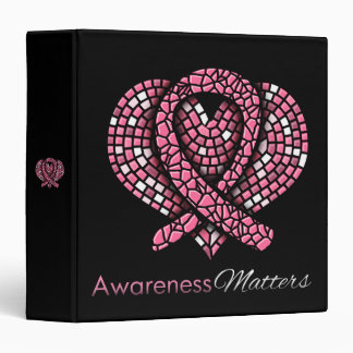 Breast Cancer Mosaic Ribbon Awareness Matters 3 Ring Binder