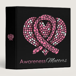Breast Cancer Mosaic Ribbon Awareness Matters 3 Ring Binder