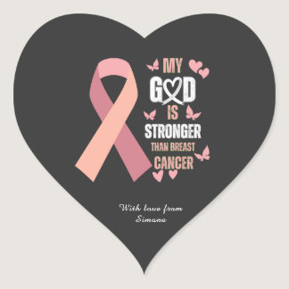 Breast Cancer My God is Stronger awareness  Heart Sticker