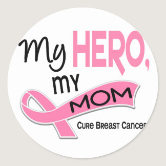 Breast Cancer MY HERO, MY MOM 42 Classic Round Sticker