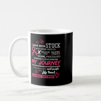 Breast Cancer My Journey I Am A Warrior pink ribbo Coffee Mug