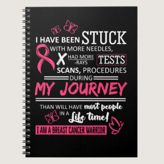 Breast Cancer My Journey I Am A Warrior pink ribbo Notebook