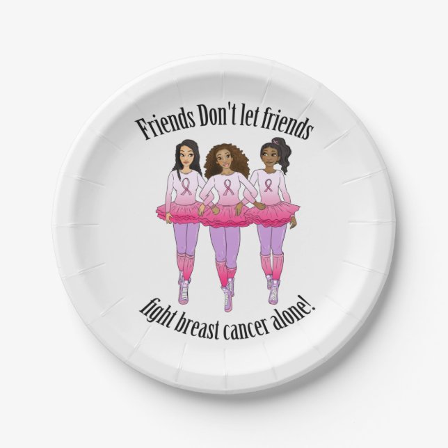Breast Cancer- No one fights alone Paper Plates (Front)