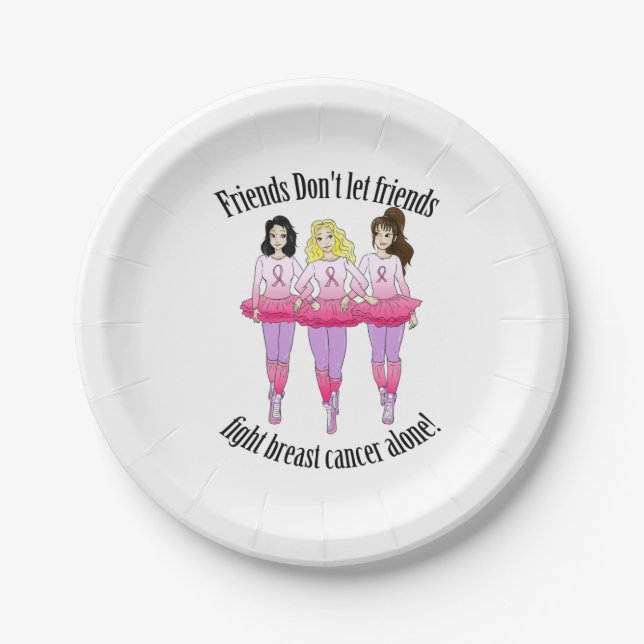 Breast cancer: No one fights alone Paper Plates (Front)