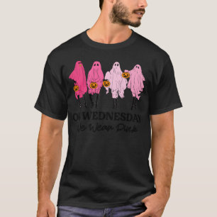 Breast Cancer On Wednesday We Wear Pink Halloween T-Shirt