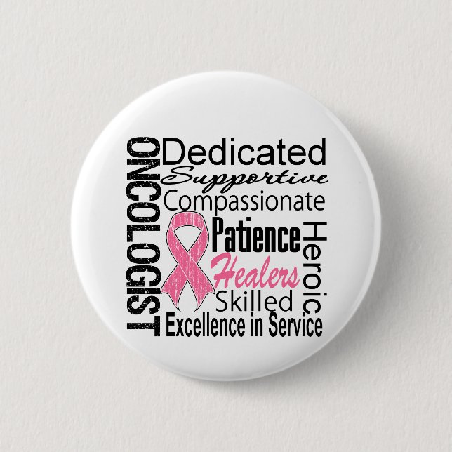Breast Cancer Oncologist Collage Pinback Button (Front)