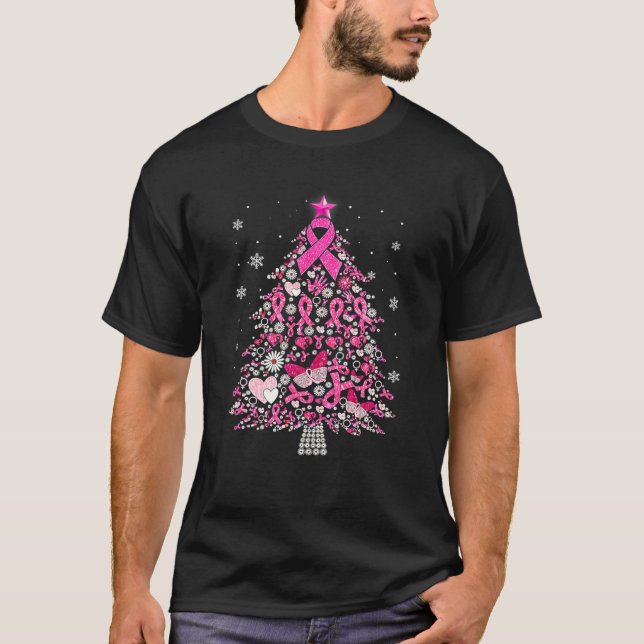 Breast Cancer Ornament Decoration Christmas Tree S T-Shirt (Front)