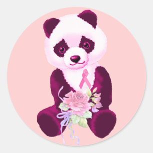 Breast Cancer Panda Bear Classic Round Sticker