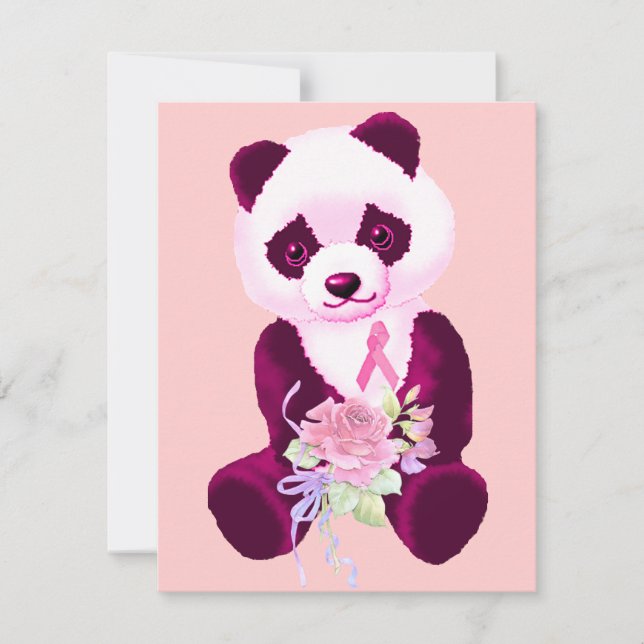 Breast Cancer Panda Bear Invitation (Front)